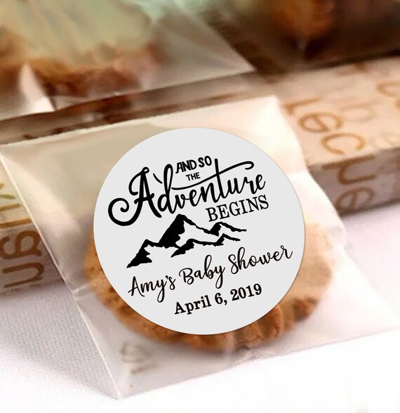 The Adventure Begins Personalized Baby Shower Labels | The Adventure Begins Thank You Stickers | Color Coordinated | Baby Shower Decor Il_570xn