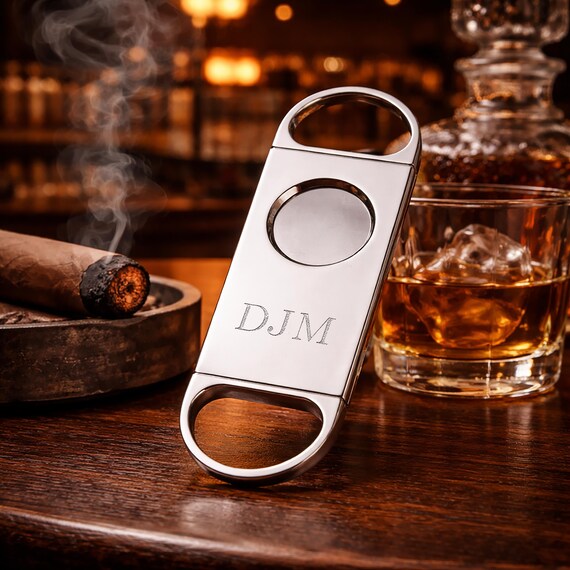 Personalized Cigar Cutter - Groomsman Gifts - Best Man Gift - Gift for Dad - Cigar Cutters - Silver Cigar Cutter - Monogram with Date