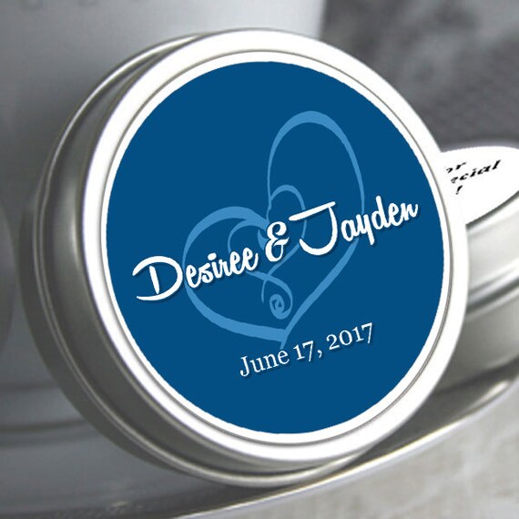 12 Personalized Double Hearts Wedding Mint Tin Favors Double