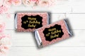 Rose Gold Birthday Miniatures Chocolate Wrappers | Milestone Birthday Mini Wrappers | Birthday Decor | Rose Gold with Gold Imprint
