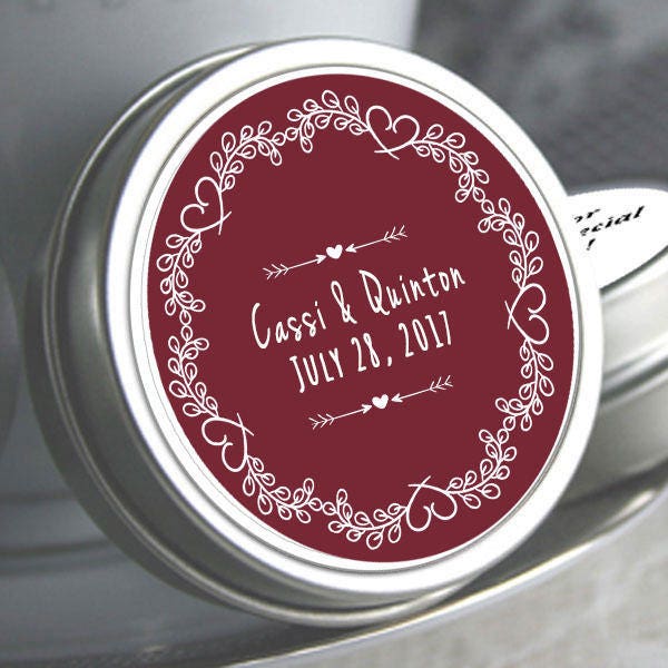 Personalized Wedding Mint Tins, Custom Color Wedding Mint Tins, Custom