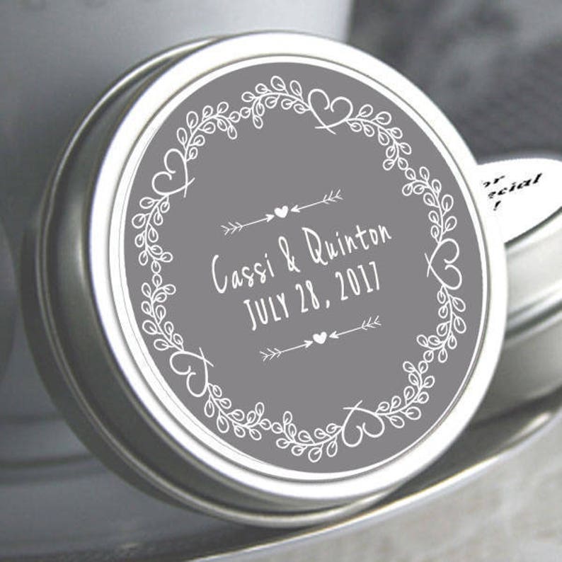 Custom Color Wedding Mint Tins Wedding Heart Wreath Mint Tins Favor Personalized Wedding Mint Tins Wedding Favors Custom Wedding Tins