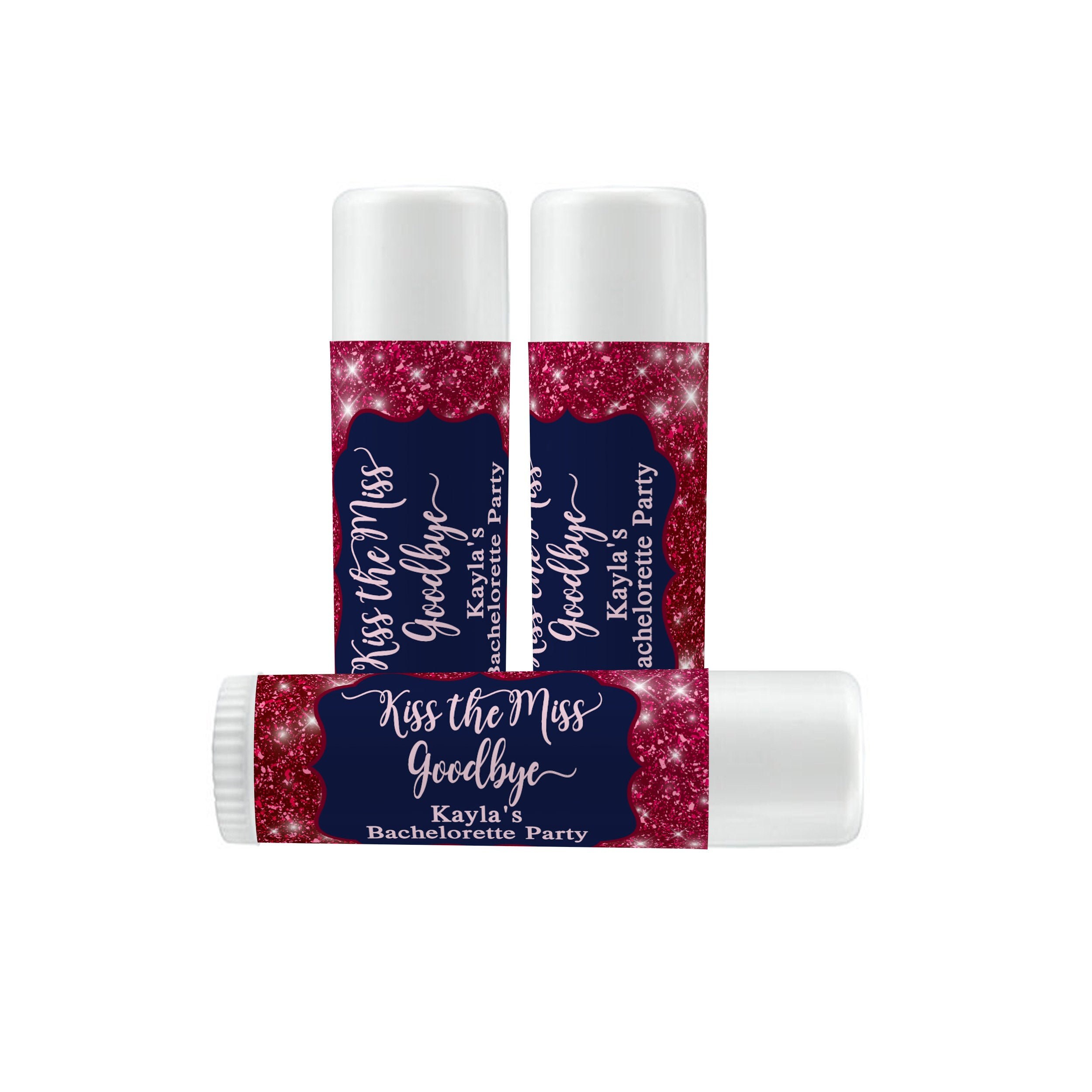 Personalized Lip Balm Labels - Dark Red Glitter Bachelorette ...