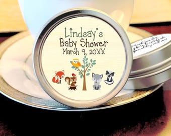 Woodland Baby Shower Mint Tins: Personalized Animal Favors