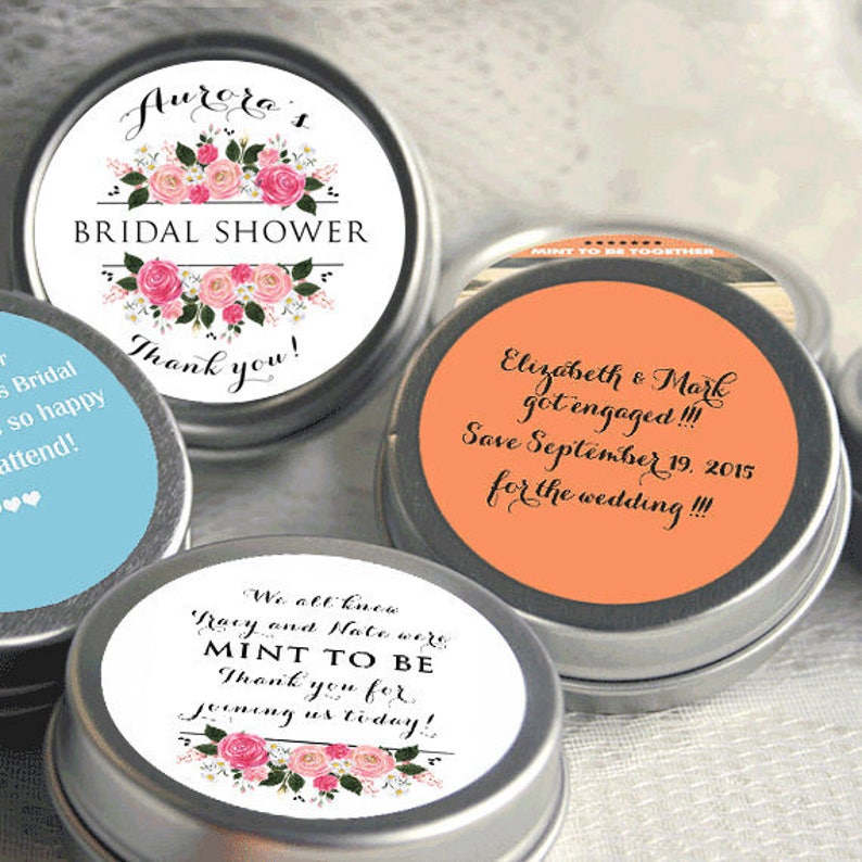 Personalized Mint Favor Mint to Be Wedding Favor Personalized Bridal Shower Favor Mint Tin Favors 60 Bridal Shower Mint Tins