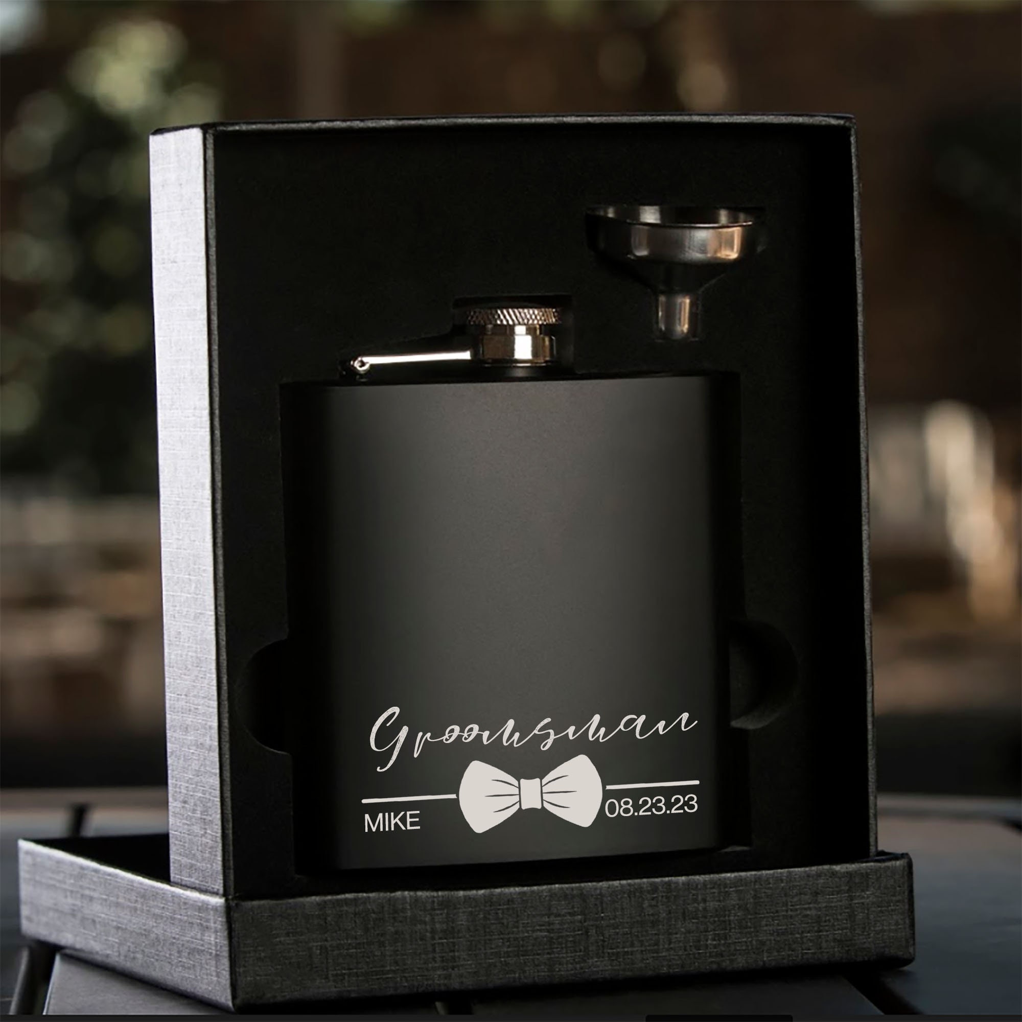 Personalized Engraved Flask Personalized Black Flask Groomsman