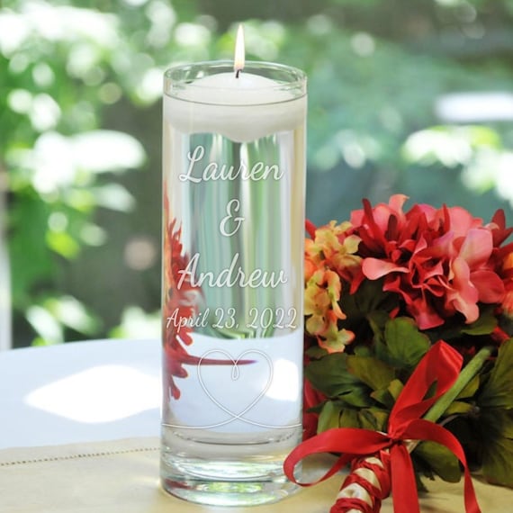 Personalized Floating Unity Candles Looped Heart