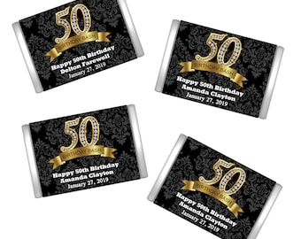 Printed Miniature Candy Stickers  | Small Candy Stickers | 50th Birthday Diamond | Party Favors | more sizes available