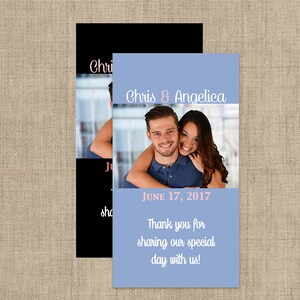 Printed Miniature Candy Stickers  | Small Candy Bar Labels | Wedding Photo Custom Text and Colors | Bridal Shower, Wedding and more