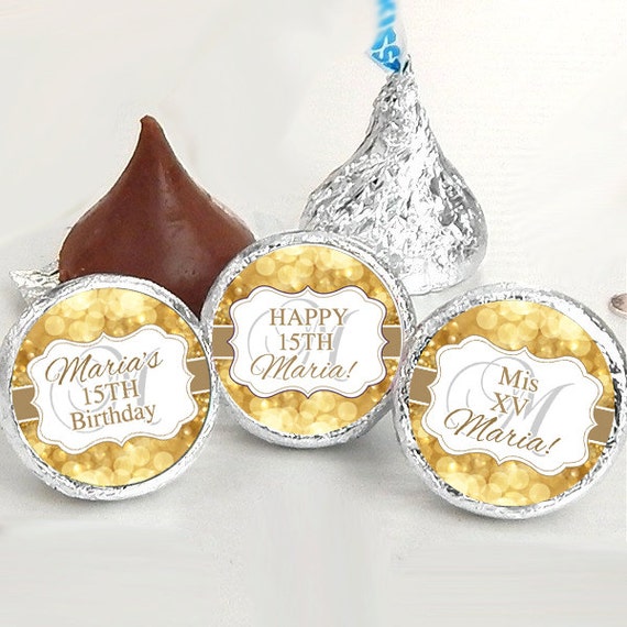 Birthday Hershey Kiss® Stickers Birthday Hershey Kiss Stickers Gold