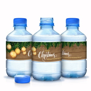 Christmas Water Bottle Labels, 30 Personalized Bottle Labels, Christmas Decor, Christmas Party Decor, Waterproof Water Bottle Labels