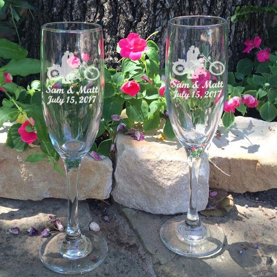 Custom 8 oz Happily Ever After Champagne Toasting Flutes - Set of 2 Couple  gifts by Great Little Favor Co