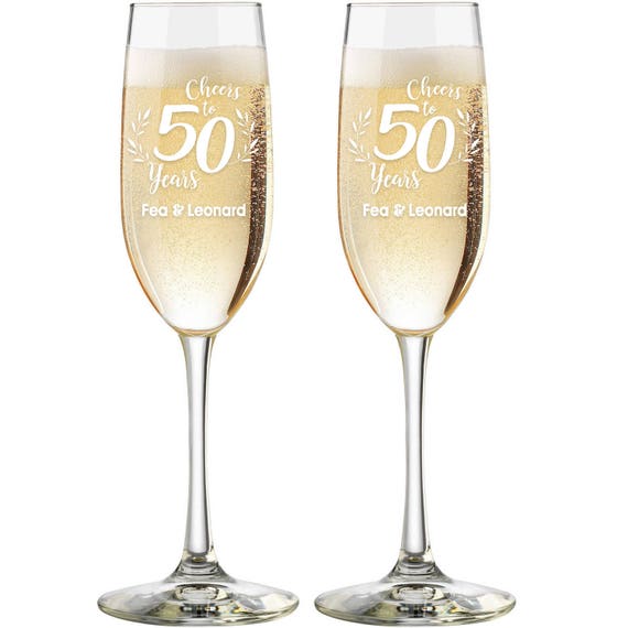 Engraved Pair of Champagne Flutes for Wedding & Anniversary | Custom Image | Gift