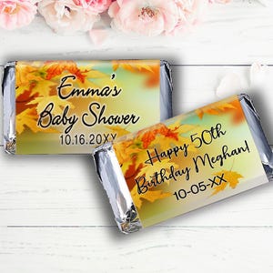 Personalized Wedding Favors - Fall Chocolate Wrappers- Nugget Wrappers - Nugget Candy Stickers - Miniature Candy Wrappers - Autumn Favors