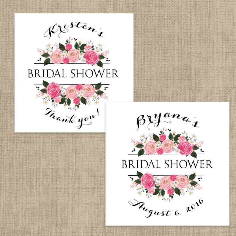Bridal Shower Stickers Custom Bridal Shower Labels Square Etsy