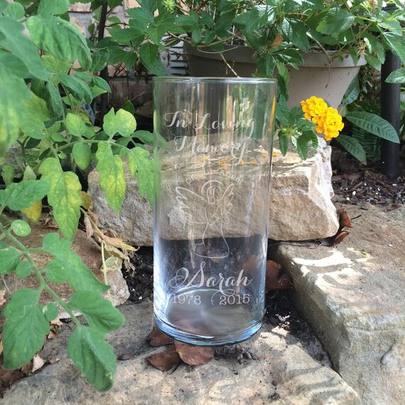 Memorial Vases - In Loving Memory Vase -Floating Wedding Memorial Candle - Memorial Candle - Engraved Memorial Cylinder - Angel Il_570xn