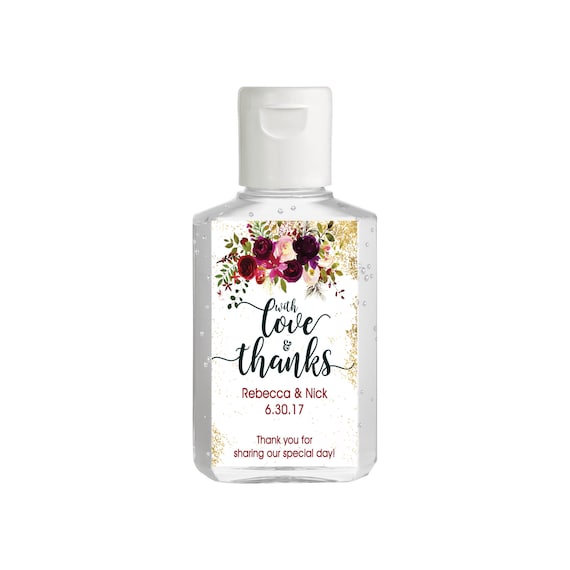 Burgundy Rose Baby Shower Favor | Hand Sanitizer Label | Fall Baby Shower Labels | Autumn Baby Shower | Bridal Shower | Wedding Shower Il_570xn