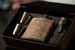 Groomsmen Gift, Personalized Flask Set for Men- Rustic Brown Leather Hip Flask, Best Man Flask, Bridal Role Name Date Groomsman Flask