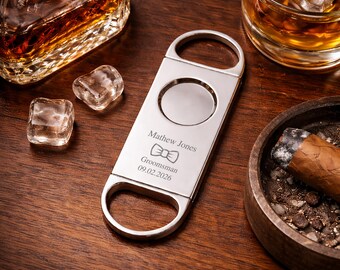Personalized Cigar Cutter - Groomsman Gifts - Best Man Gift - Gift for Dad - Cigar Cutters - Silver Cigar Cutter - Bridal Party Gift