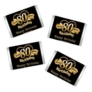 Personalized 80th Birthday Chocolate Wrappers: Miniatures Party Favors