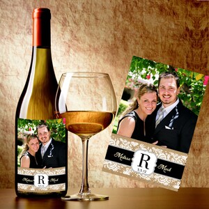 Personalized Wedding Country Wine Labels With Photo Custom Color Wine Labels Photo Wine Labels image 1