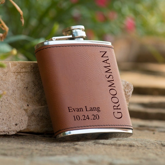 Yaomiao Wedding Groomsman Gifts Set Of 8 Flask For Men 8 Oz Stainless Steel Hip Flask With 8 Shot Glass 8 Funnel 8 Credit Card Bottle