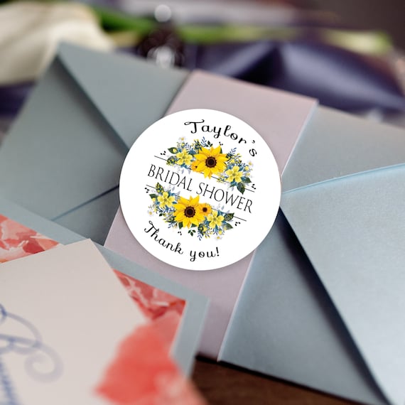 Bridal Shower Stickers, Custom Bridal Shower Labels - Round Sunflower labels - Bridal Shower Stickers - Bridal Shower Candy Stickers Il_570xn