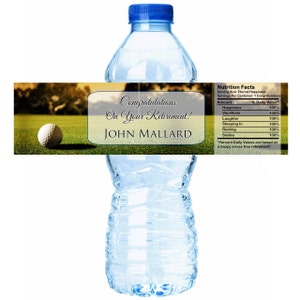 30 Golf Course Themed Retirement Water Bottle Labels Select the quantity you need below in the Pricing & Quantity option tab image 1