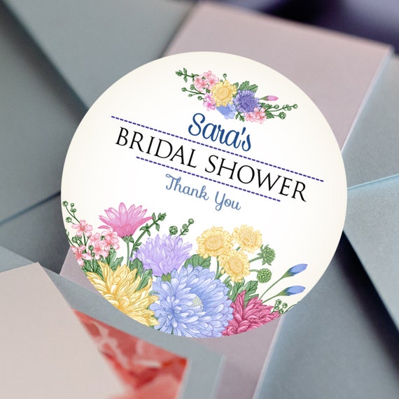 Bridal Shower Stickers, Custom Bridal Shower Labels - Round Bridal Shower labels - Thank You Stickers - Bridal Shower Candy Stickers Il_570xn