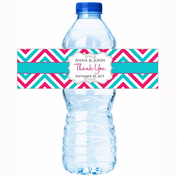 30 Fancy Chevron Thank You Water Bottle Labels Wedding Water | Etsy