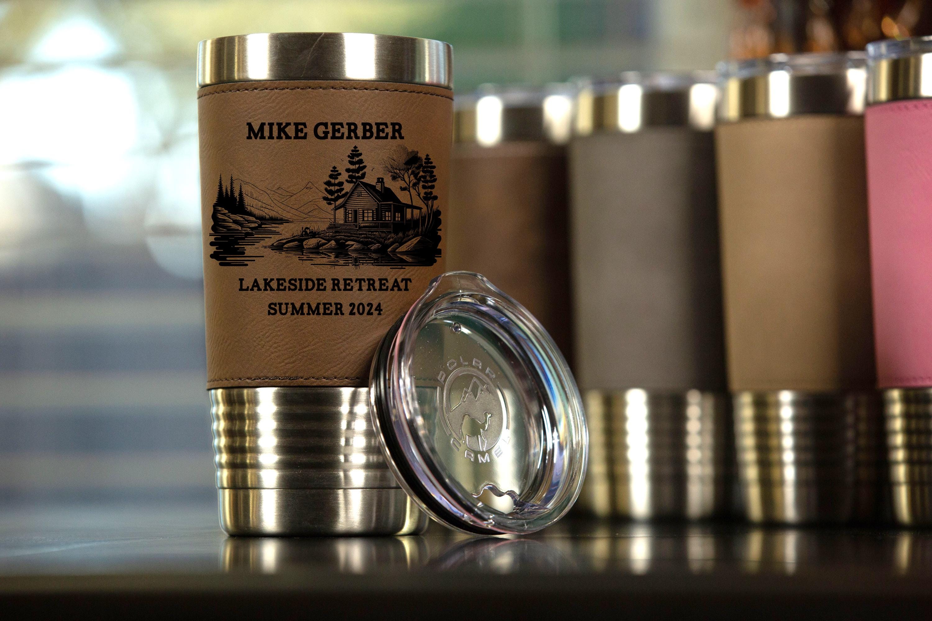 Custom Leather Tumbler, Personalized Tumbler, Engraved 20 Oz