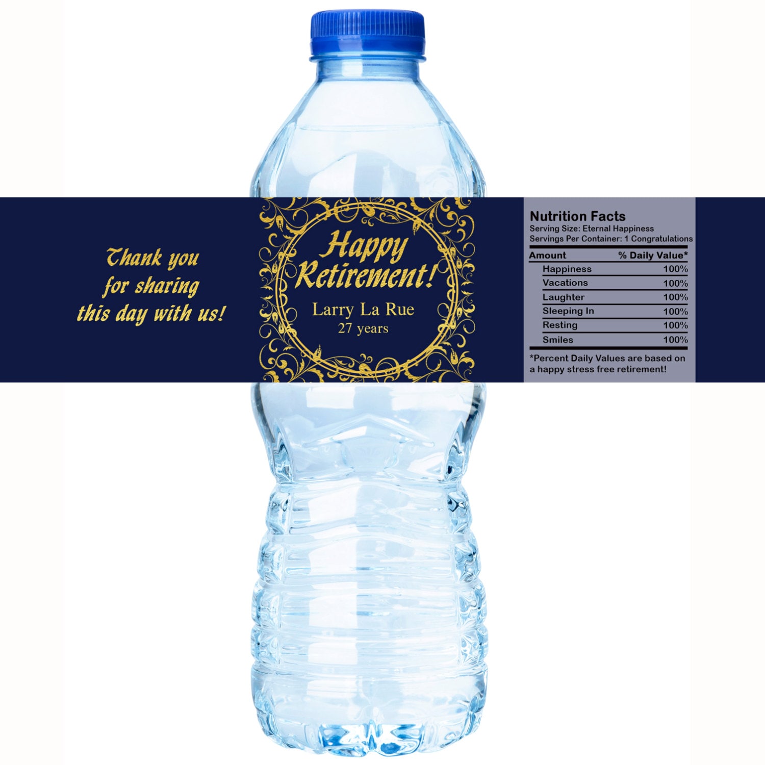 30 Retirement Ornate Water Bottle Labels Gold Ornate Retirement