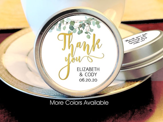 Personalized Silver Round Candy Tin | Eucalyptus Favors | Botanical Favors | Mint Favor |Wedding Favors | Shower Favor | Mint Tins Il_570xn