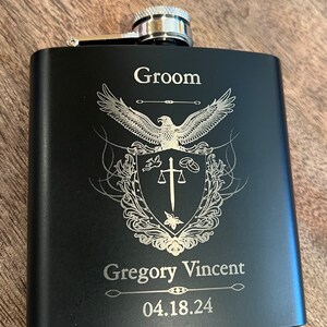 Personalized Black Flask, Hip Flask, Best Man Gift, Wedding Party Gift, Groomsman Gift, Custom Engraved Flask, Groomsman Wedding Gift image 7