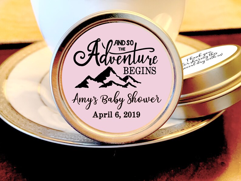 The Adventure Begins Personalized Baby Shower Favors Baby Etsy