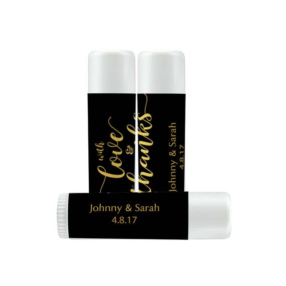 Lip Balm Labels - Personalized Lip Balm Labels -With Love and Thanks Labels - 1 Sheet of 12 Lip Balm Labels - Custom Lip Balm Labels Il_570xn