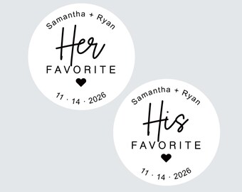 Personalized Wedding Favor Stickers: His & Hers Labels