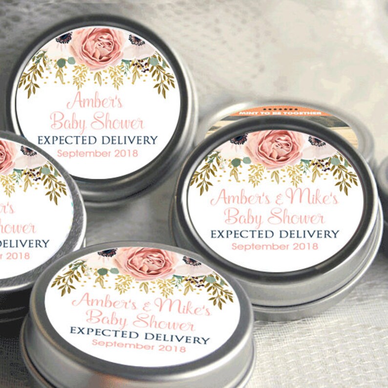 Peach Rose Baby Shower Favors Baby Shower Mints Baby Etsy