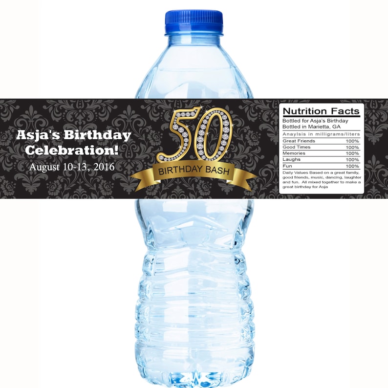 50th-diamond-birthday-water-bottle-labels-editable-bottle-etsy