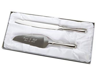 Personalized Server Set - Wedding Server Set - Westwood Cake Knife and Server Set - Silver Server Set - Engraved Wedding Server Set