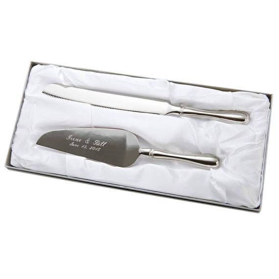 Personalized Server Set - Wedding Server Set - Westwood Cake Knife and Server Set - Silver Server Set - Engraved Wedding Server Set Il_570xn