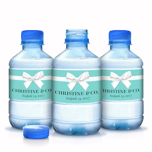 30 Printed Water Bottle Labels | Robins Egg Blue | Waterproof, Smudge proof, Peel and Stick | Weddings, Bridal Shower, Birthday and more