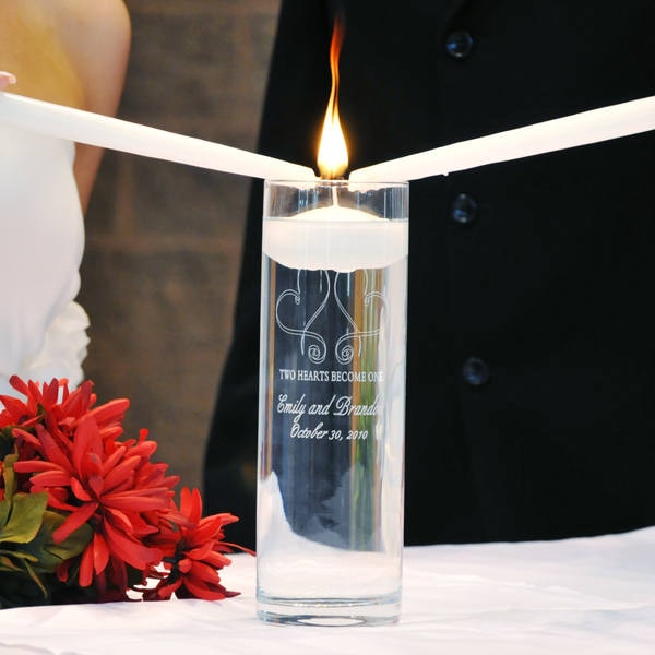 Personalized Floating Unity Candle - Names and Date - Whimsical Hearts - Double Hearts - Unity Vase - Unity Candle Ceremony Vase