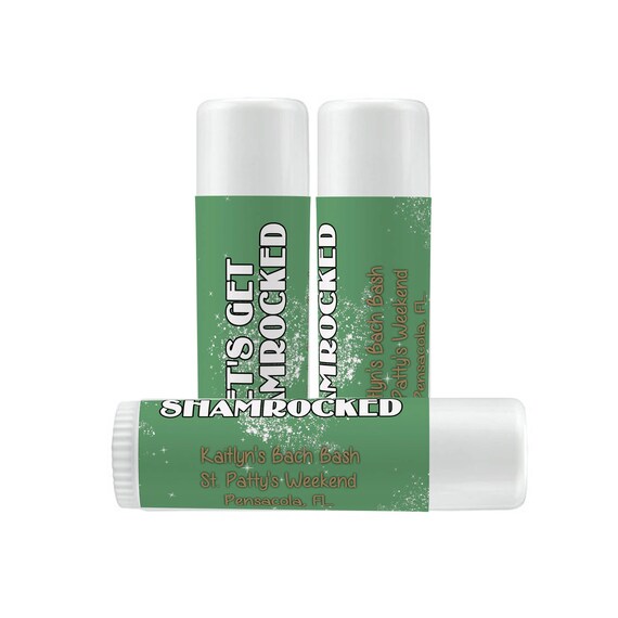 Lip Balm Labels - Personalized Lip Balm Labels - Bridal Shower Lip Balm labels - 1 Sheet of 12 Lip Balm Labels - St Patrick's Day - Shamrock Il_570xn