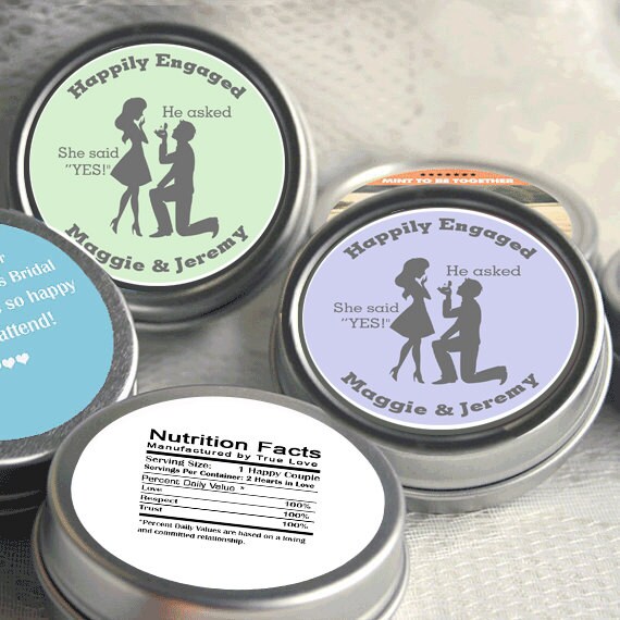 24 Engagement Party Decor -Wedding Favor Mint Tins - Personalized Favors - Engagement Announcements - Engagement Favors - Happily Engaged Il_570xn