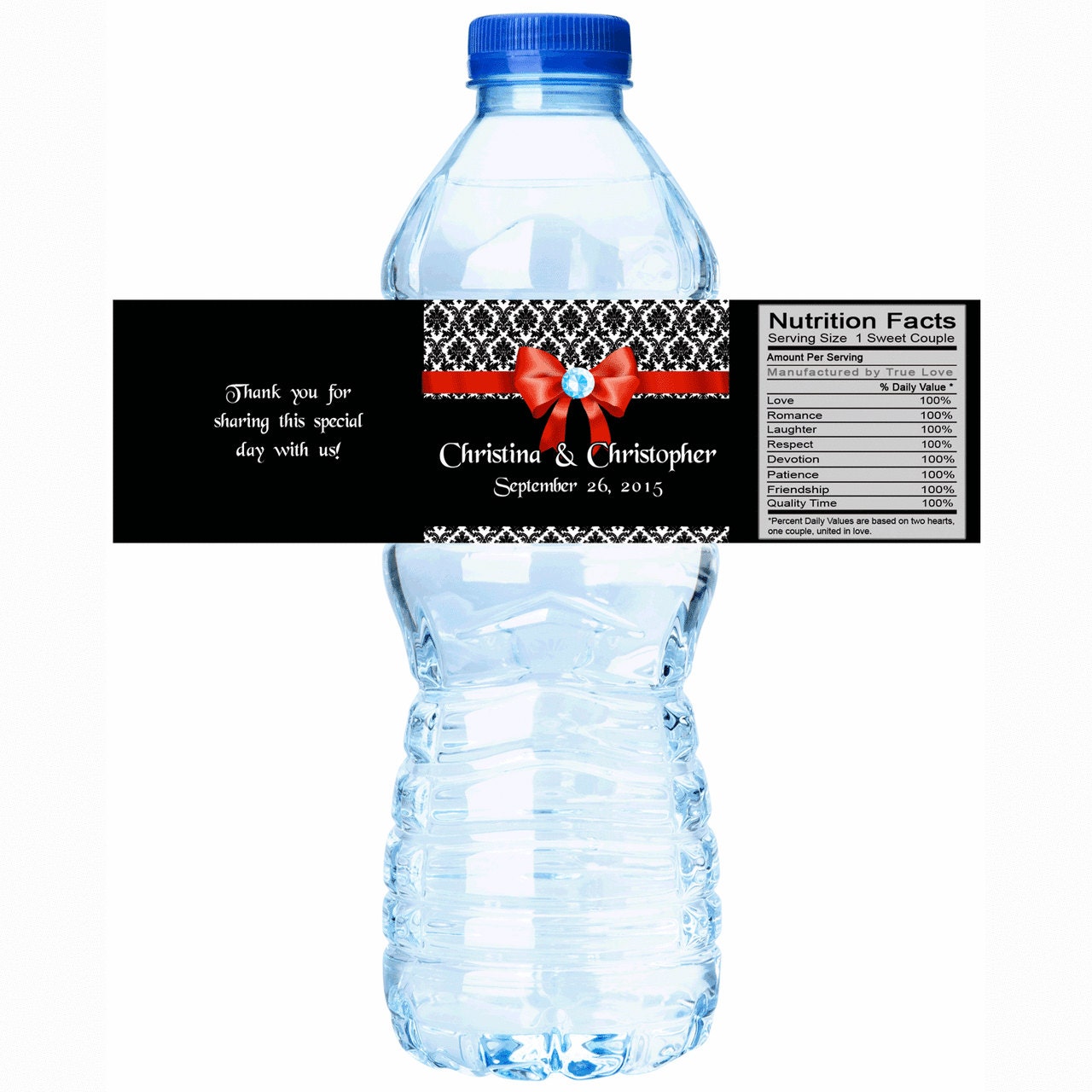 30 Wedding Water Bottle Labels, Personalized Water Bottle Labels