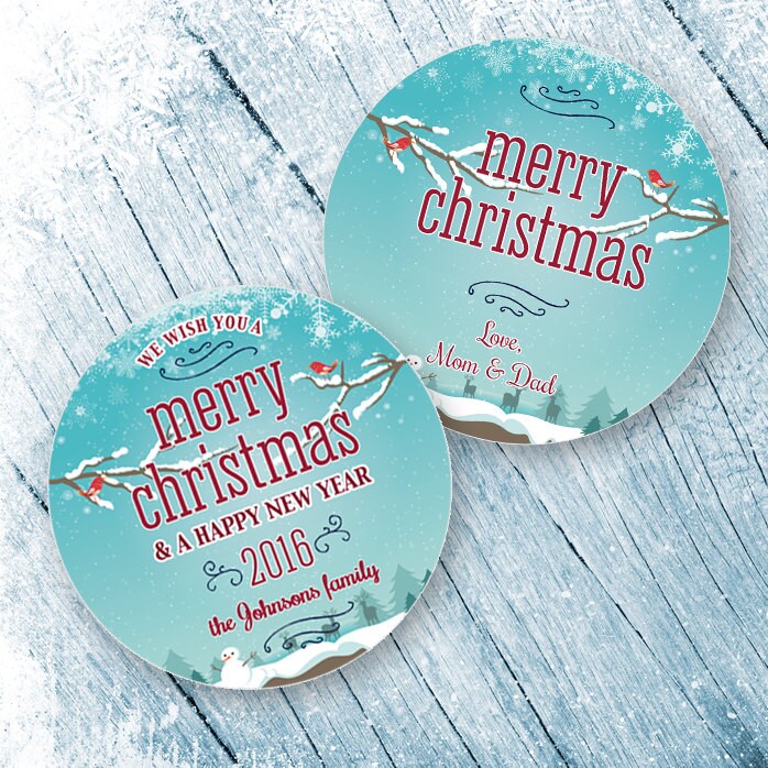 Merry Christmas Labels, Merry Christmas Stickers, Happy ...