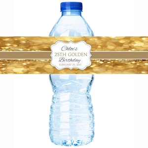30 Birthday Water Bottle Labels -Gold Birthday Labels, Glow Party, Glitter, Birthday Decor, Gold Party Decor , Birthday Decor