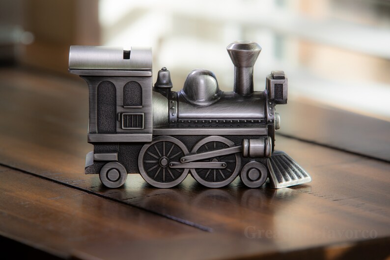 Personalized Train Bank Ring Bearer Gift Child's Gift Train Will you be our Ring Bearer Train Bank Pewter Train Bank image 3