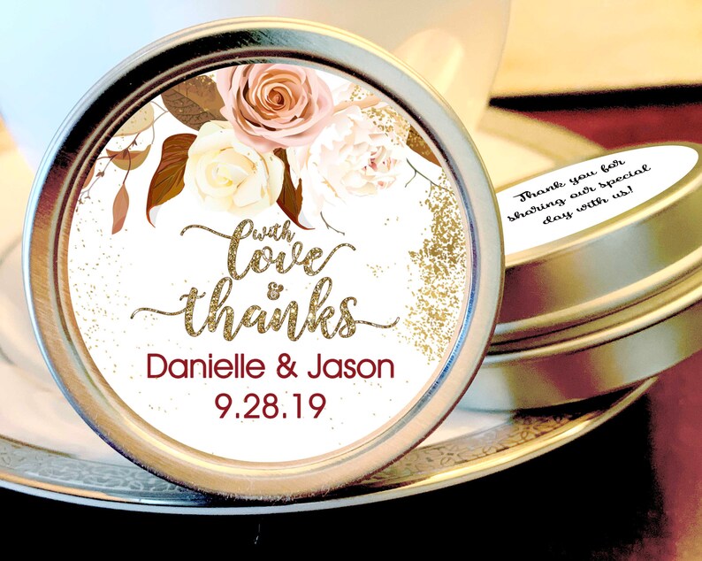 With Love and Thanks Fall Wedding Favors Wedding Mint Tin Favors Mint To Be Mint Tins Wedding Favors Wedding Mints Wedding Decor image 1